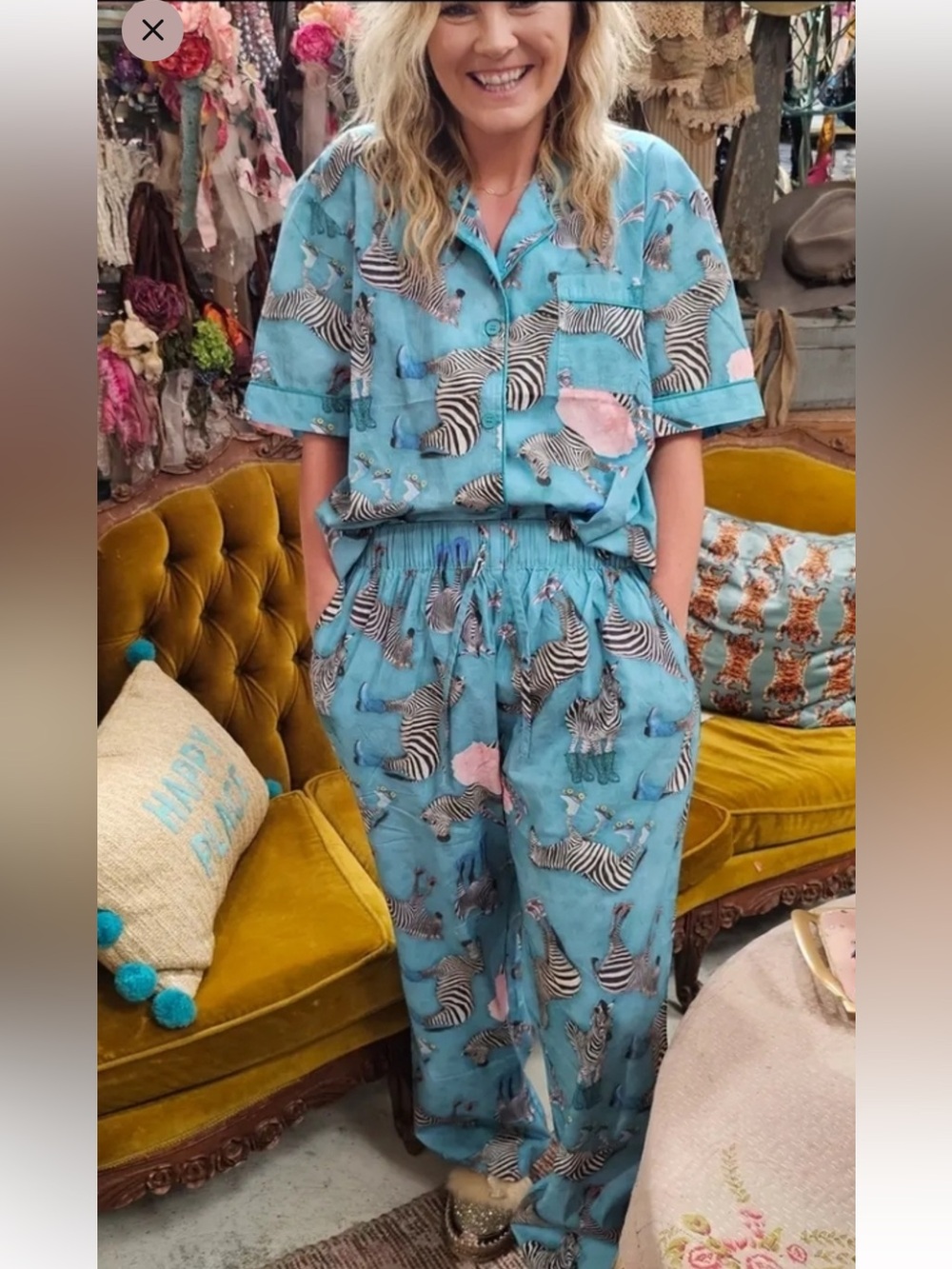 A RARE BIRD PAJAMA SET in Zebra Print NWT sz S/M, L/XL